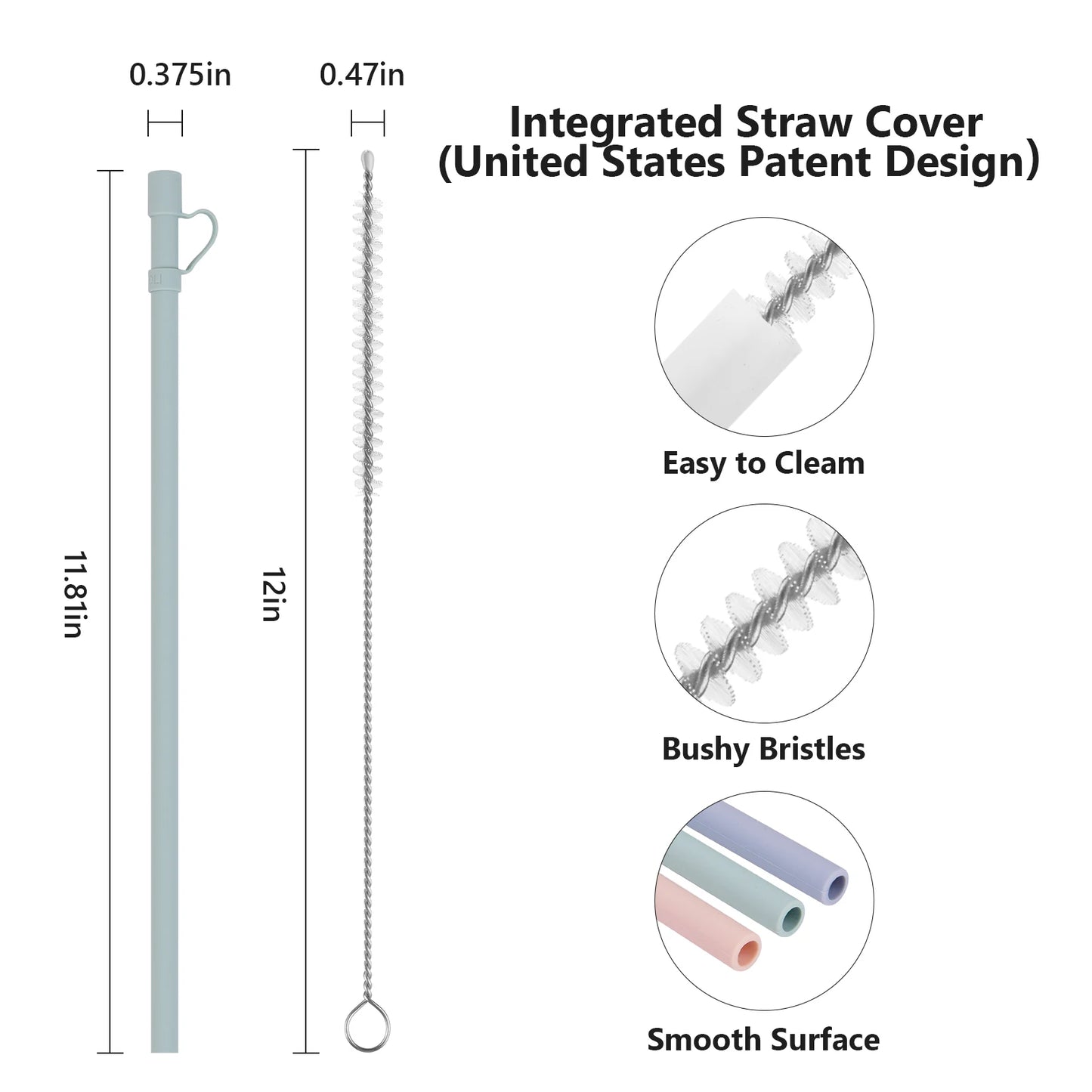 6PCS Long Silicone Straws with Covers – Compatible with 30/40oz Tumblers