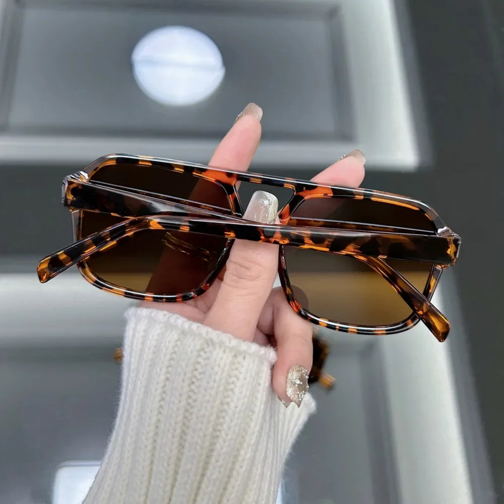 Vintage Square Sunglasses for Women – Retro Leopard Designer Shades