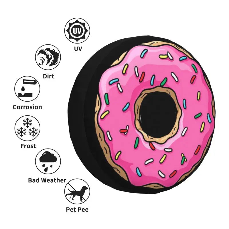Custom Pink Donut Spare Tire Cover – Fits 14" 15" 16" Wheels