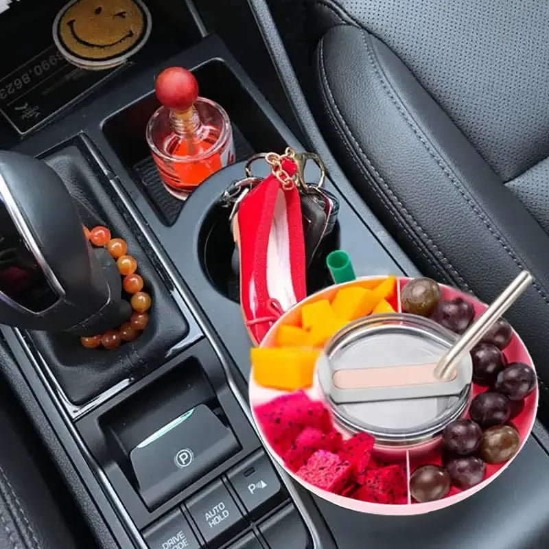 3/4-Grid Snack Bowl – Partitioned Tray for 40oz Tumbler with Handle