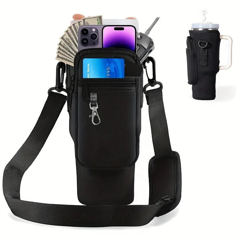 1/2/4PCS 40oz Water Bottle Carrier – Adjustable Strap Pouch for Thermos/Mugs