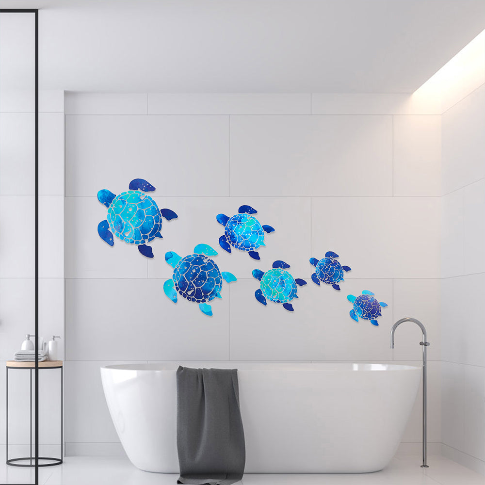2 Sets (12PCS) Sea Turtle Wall Stickers – Waterproof Ocean Decals