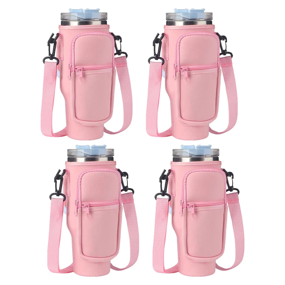 1/2/4PCS 40oz Water Bottle Carrier – Adjustable Strap Pouch for Thermos/Mugs