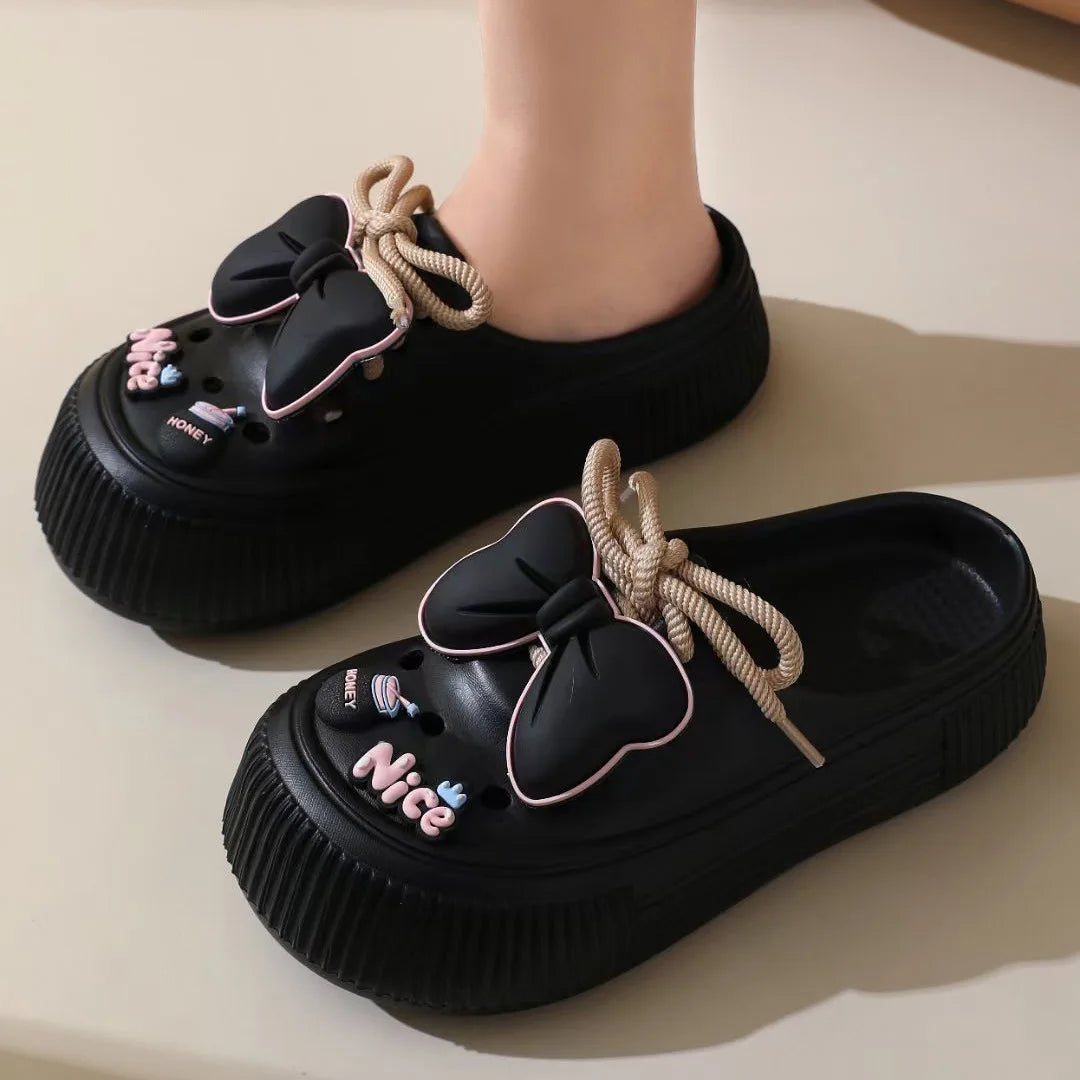 Women’s DIY Platform Sandals – Thick Sole EVA Clogs with Flowers