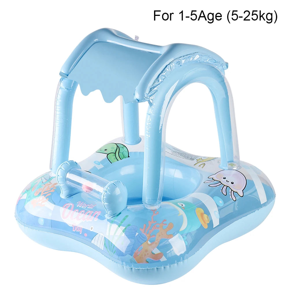 Ceeprints 1pc Baby Pool Float with Canopy – Safe & Fun Water Play