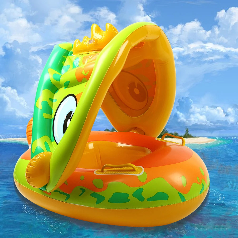Ceeprints Baby Inflatable Swimming Ring with Sunshade