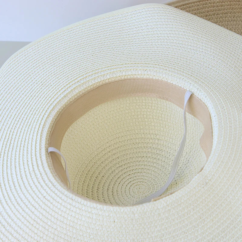 Women's Summer Straw Hat – Wide Brim Floppy Panama Hat with Bowknot