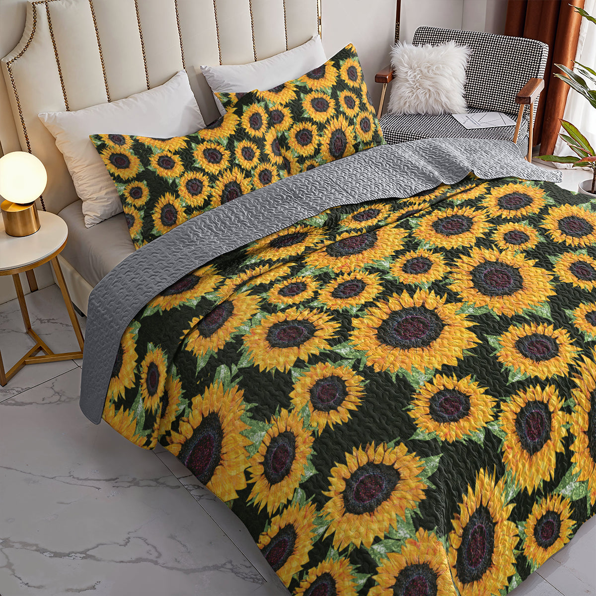 Ceeprints Quilt 3-Piece Set Sunflower