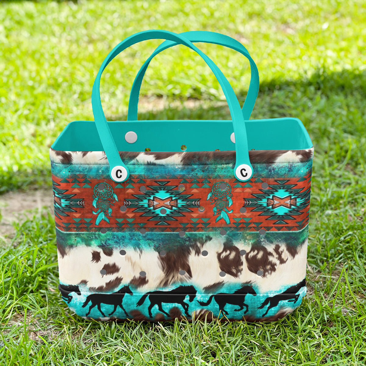 Ceeprints Cee™ Bag Aztec Turquoise And Cowhide