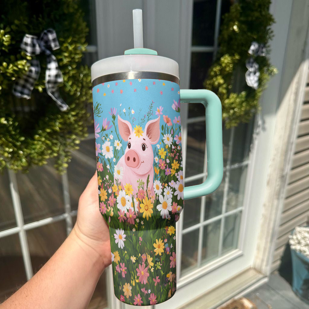 Ceeprints Tumbler Piggy Blooms