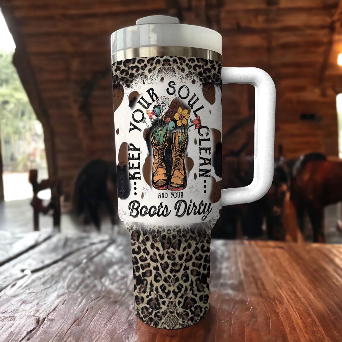 Ceeprints Tumbler Clean Heart, Dirty Boots