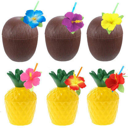 Ceeprints 6pcs Tropical Party Drink Cup Set