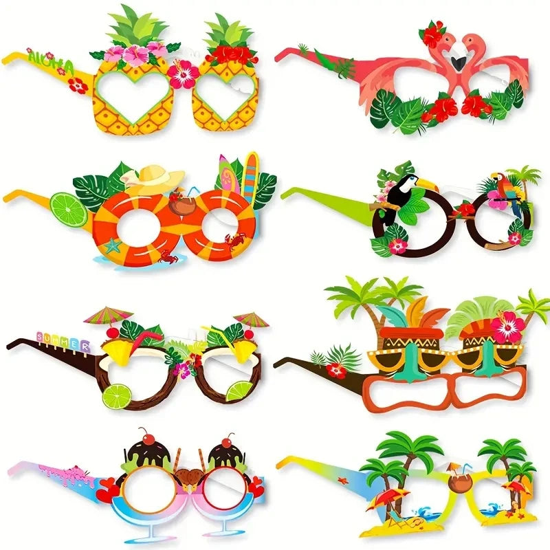 Ceeprints 8pcs Hawaiian Beach Party Sunglasses