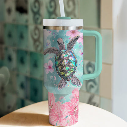 Ceeprints Tumbler Sea Turtle Tropical Flowers