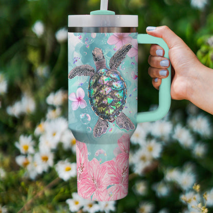 Ceeprints Tumbler Sea Turtle Tropical Flowers