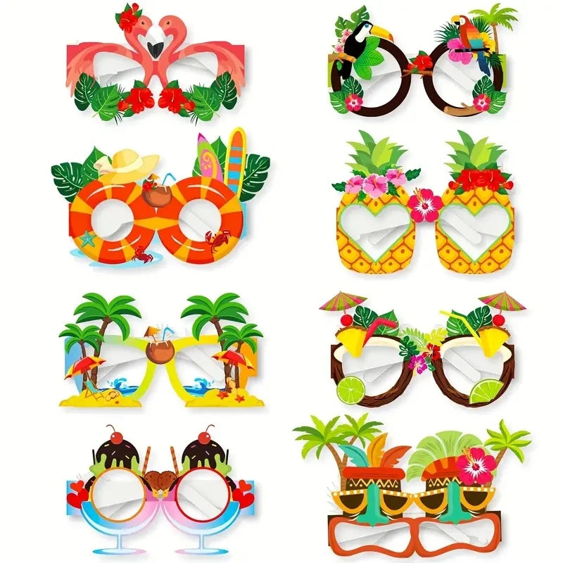 Ceeprints 8pcs Hawaiian Beach Party Sunglasses