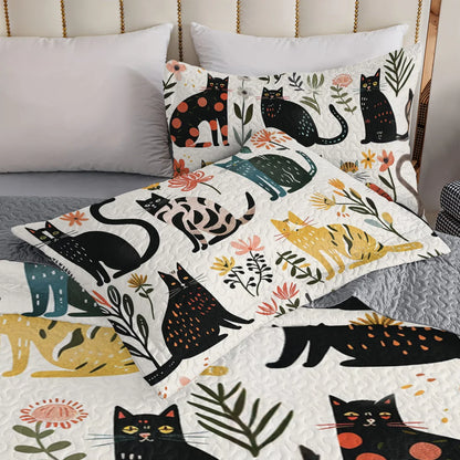 Ceeprints All Season Quilt 3-Piece Set Botanical Cat Bliss