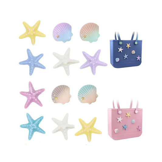 6PCS DIY Beach Bag Charms – Starfish & Shell Waterproof Decorations