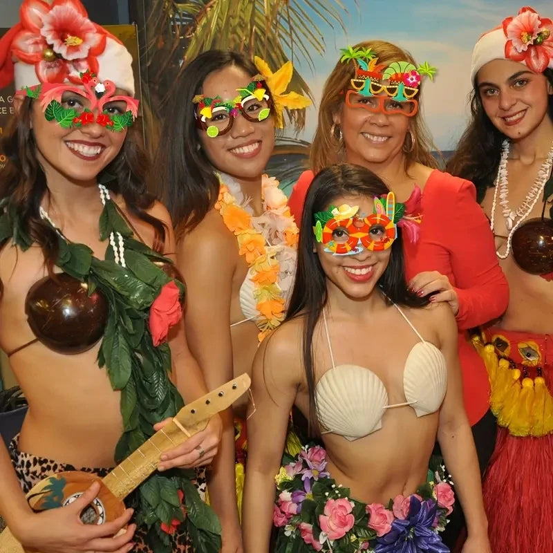 Ceeprints 8pcs Hawaiian Beach Party Sunglasses