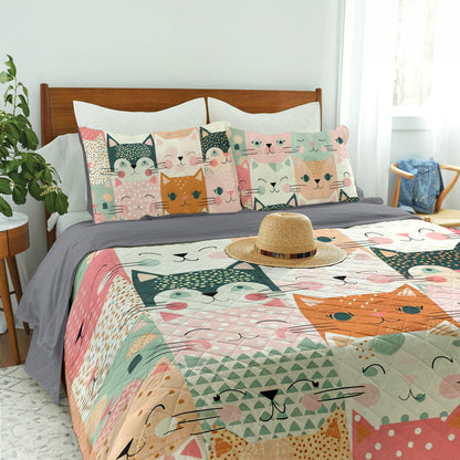 Ceeprints Quilt 3-Piece Set Cat fabric pattern quilt