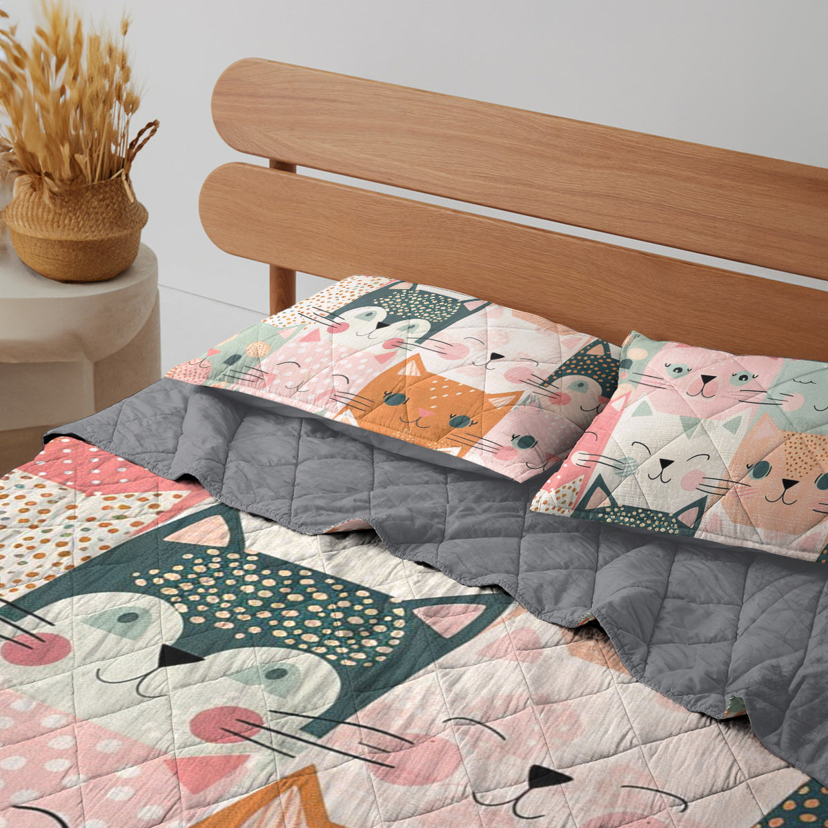 Ceeprints Quilt 3-Piece Set Cat fabric pattern quilt