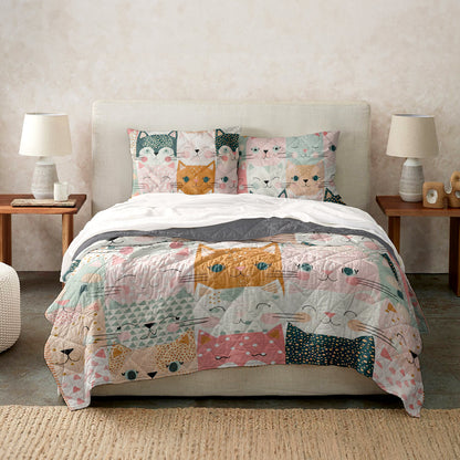 Ceeprints Quilt 3-Piece Set Cat fabric pattern quilt