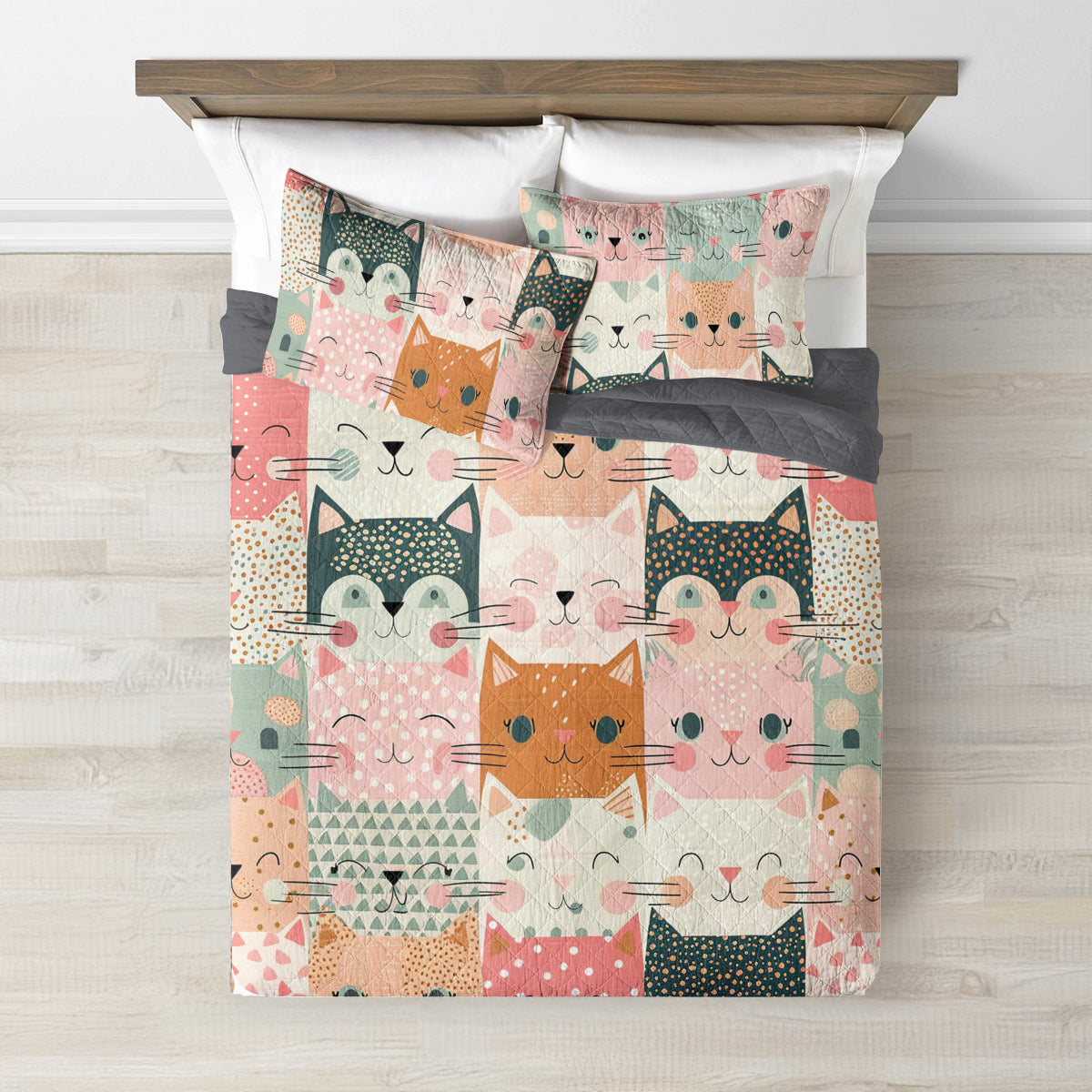 Ceeprints Quilt 3-Piece Set Cat fabric pattern quilt