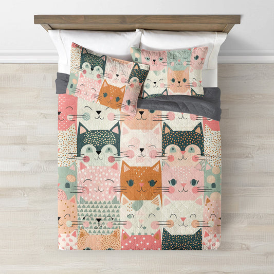 Ceeprints Quilt 3-Piece Set Cat fabric pattern quilt