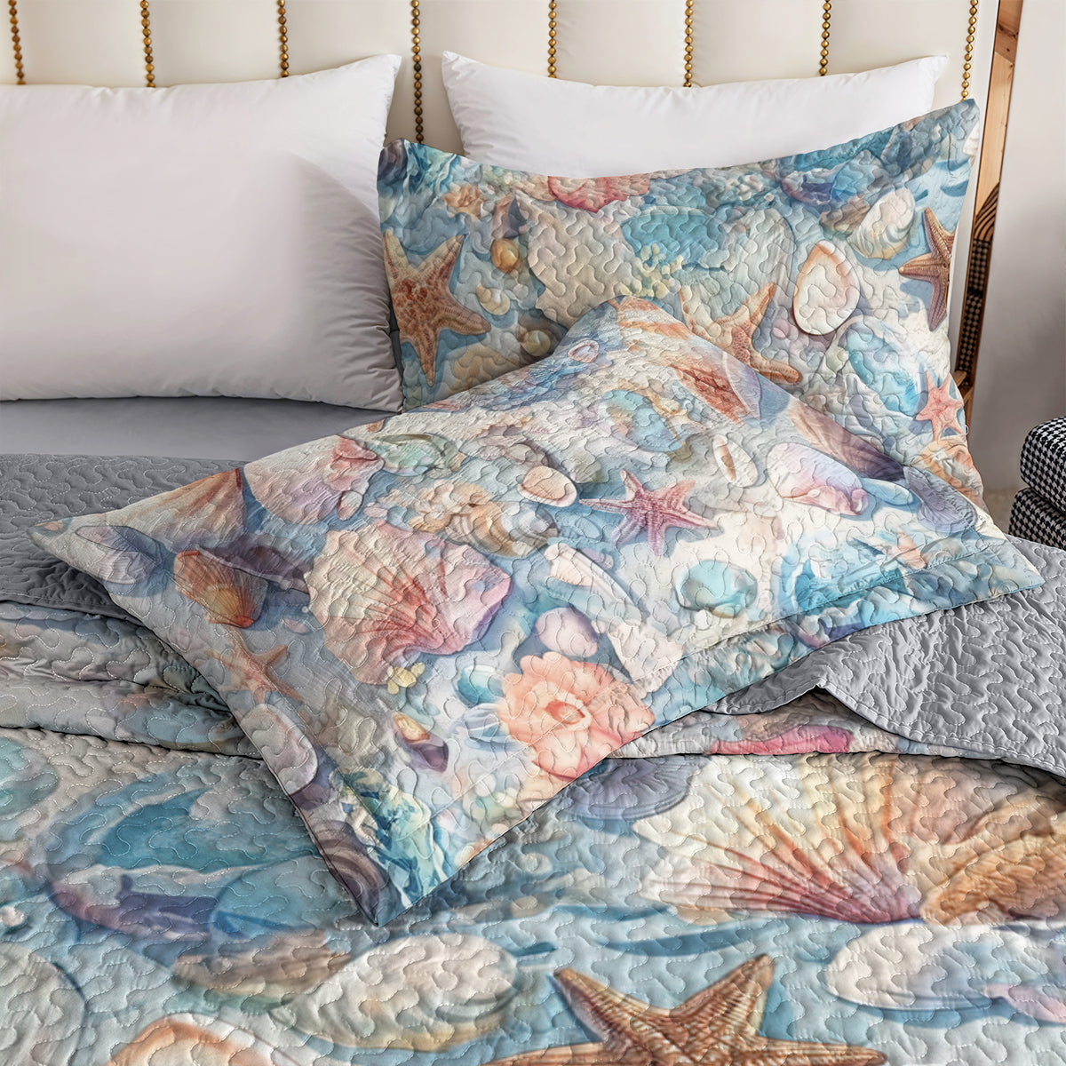 Ceeprints Quilt 3-Piece Shell Coasters