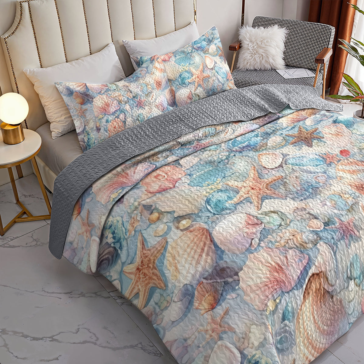 Ceeprints Quilt 3-Piece Shell Coasters