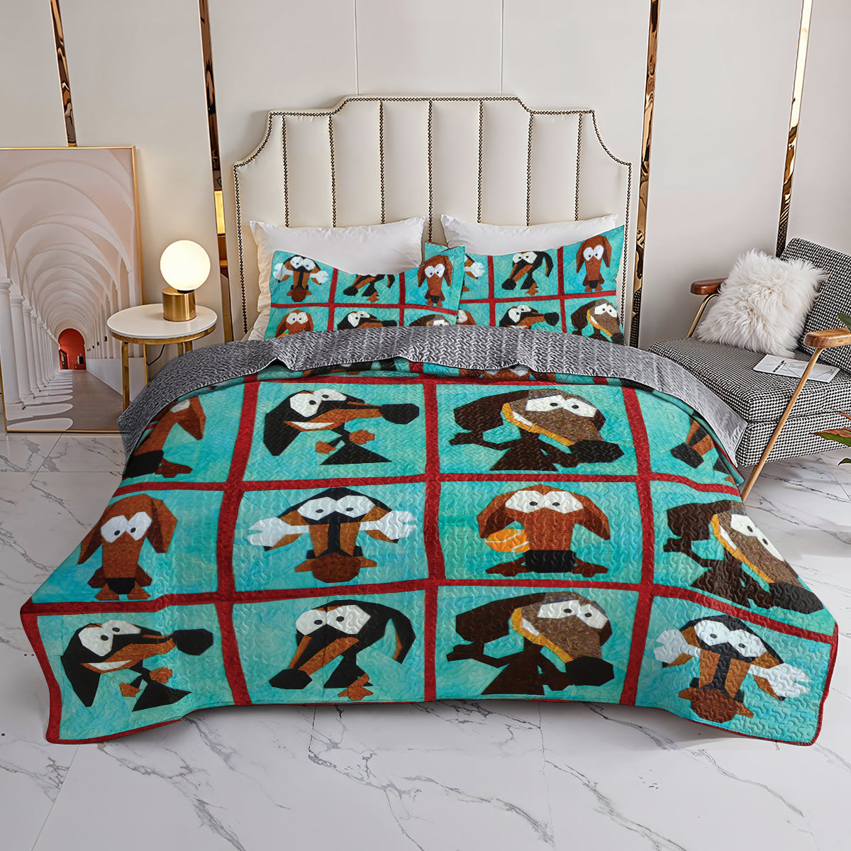 Ceeprints All Season Quilt 3-Piece Set Dachshund