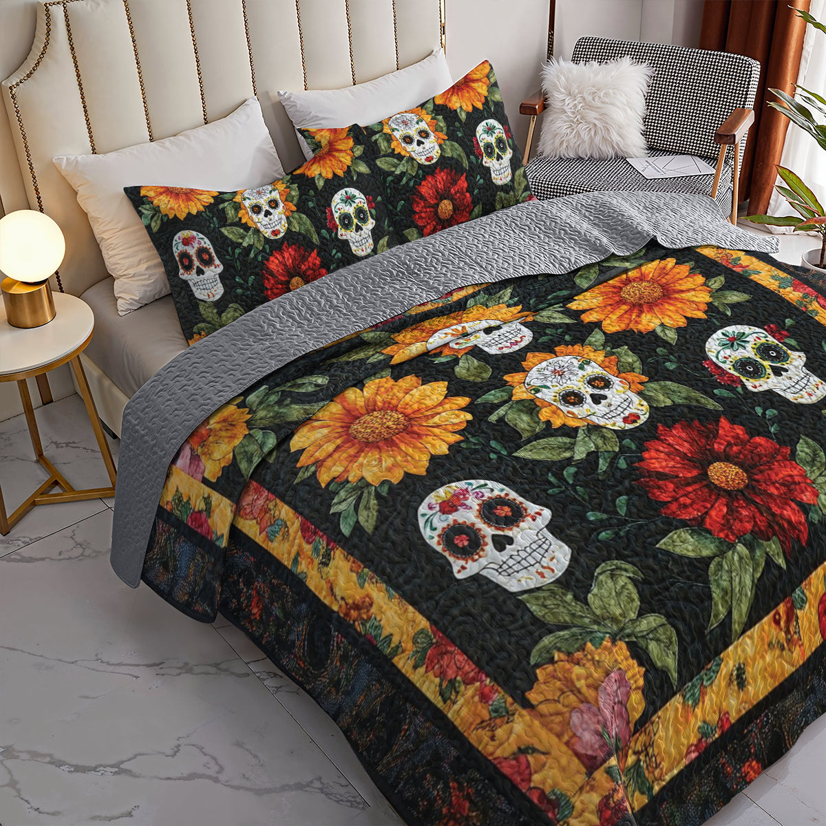 Ceeprints All Season Quilt 3-Piece Set Flor de Muerto