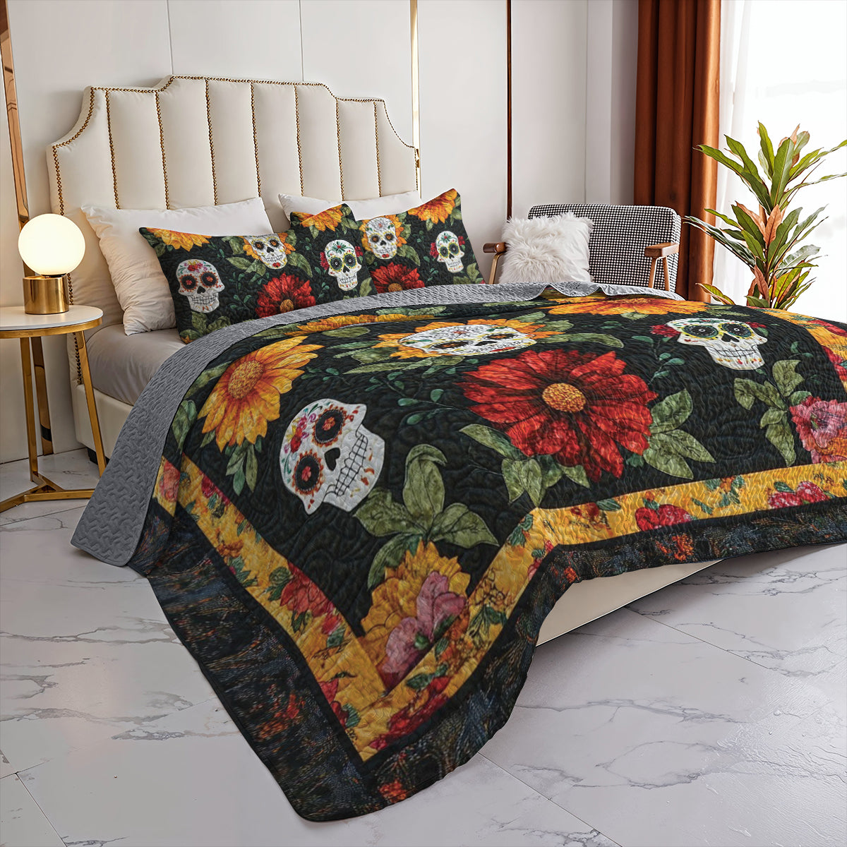 Ceeprints All Season Quilt 3-Piece Set Flor de Muerto