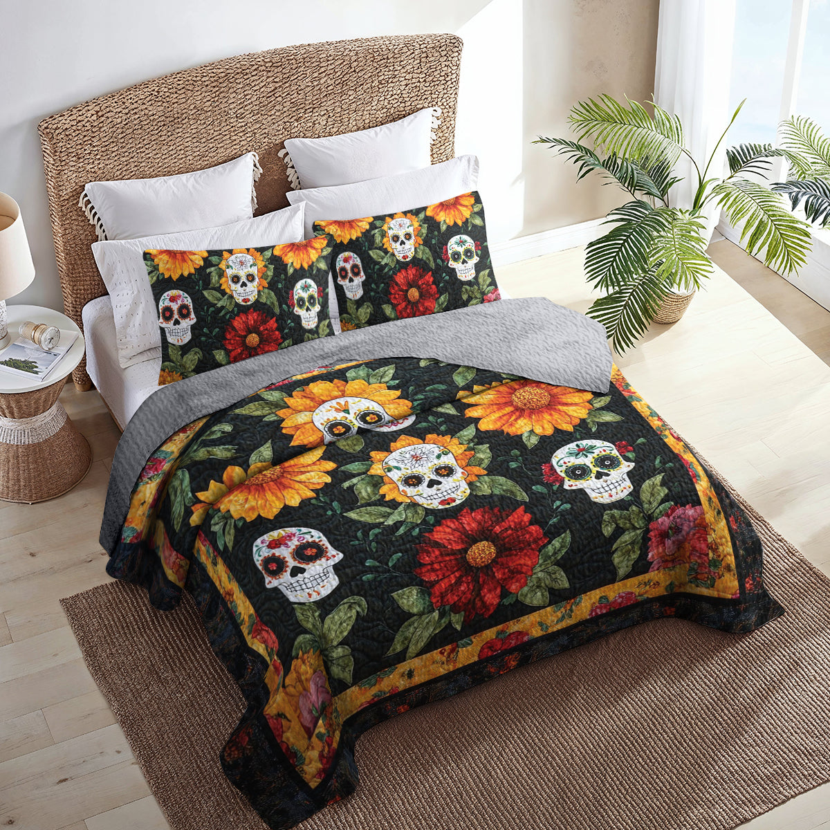 Ceeprints All Season Quilt 3-Piece Set Flor de Muerto