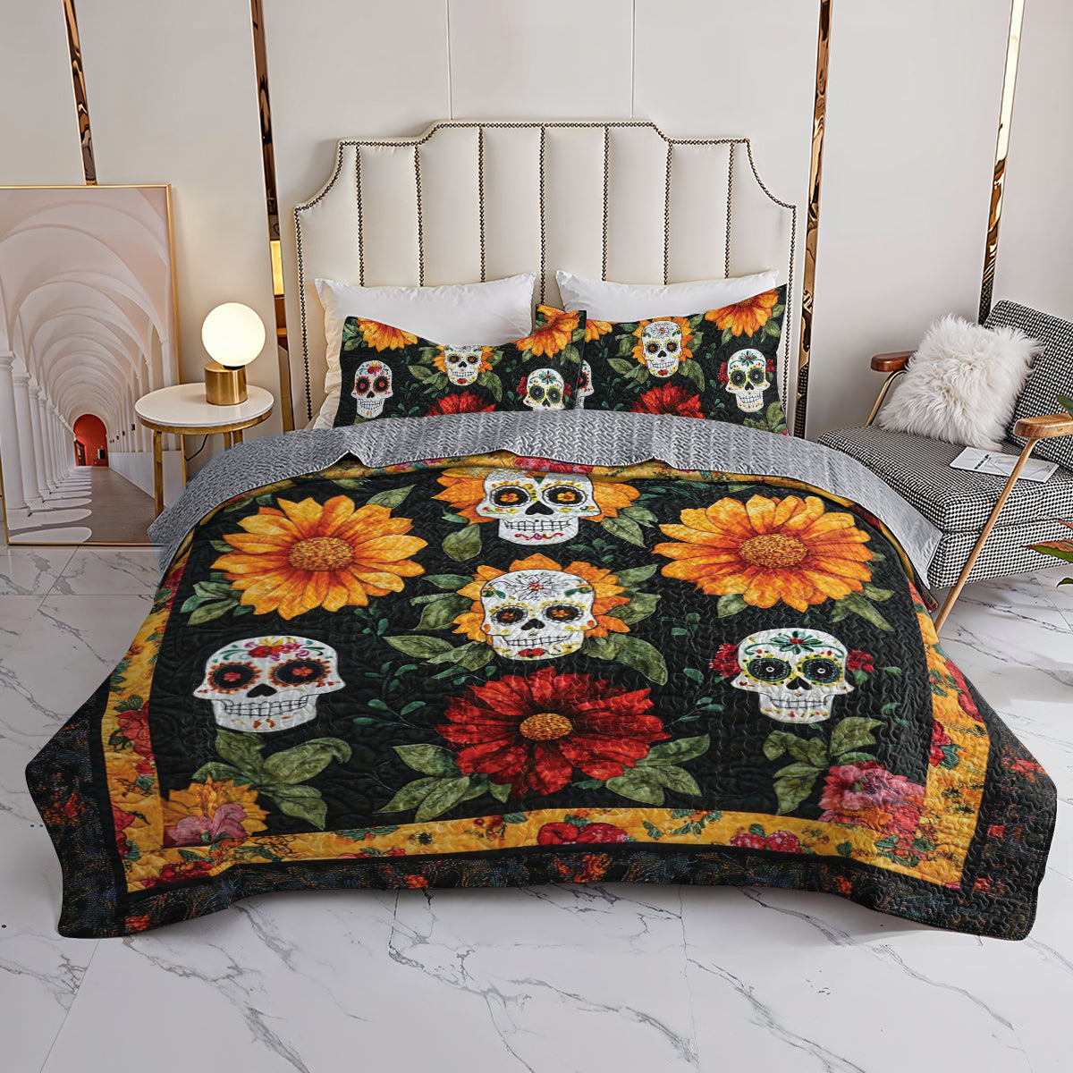 Ceeprints All Season Quilt 3-Piece Set Flor de Muerto