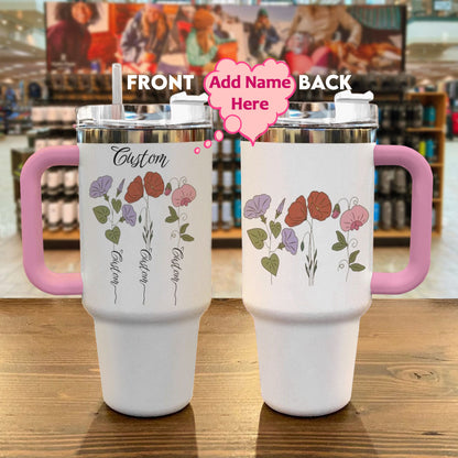 Ceeprints Personalized Tumbler Birth Month Flower with Kid's Names