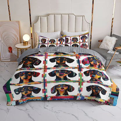 Ceeprints All Season Quilt 3-Piece Set Happy Dachshund