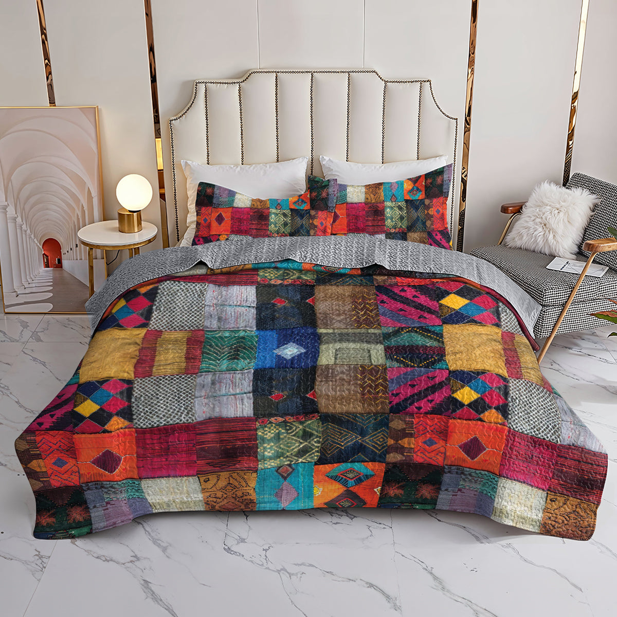 Ceeprints Quilt Bedding Set Hippie patchwork cotton