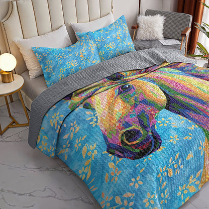 Ceeprints Quilt 3-Piece Lady horse flowers