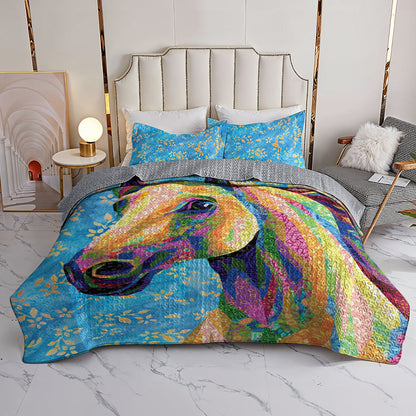 Ceeprints Quilt 3-Piece Lady horse flowers