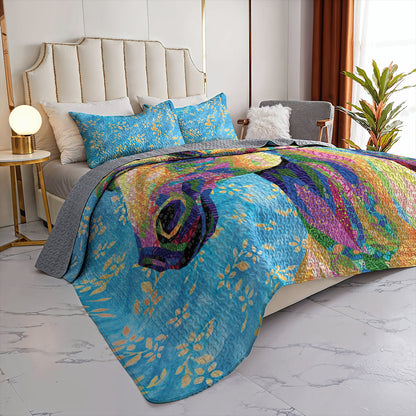 Ceeprints Quilt 3-Piece Lady horse flowers