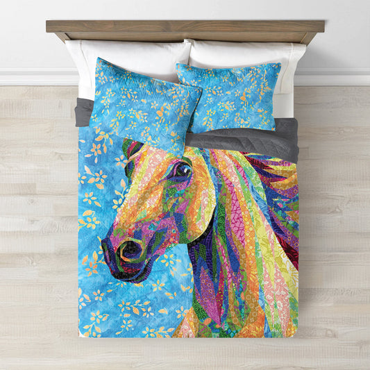 Ceeprints Quilt 3-Piece Lady horse flowers