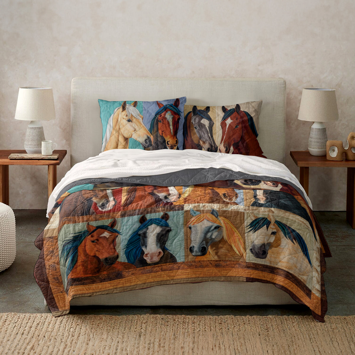 Ceeprints Quilt 3-Piece Set Lady Horses