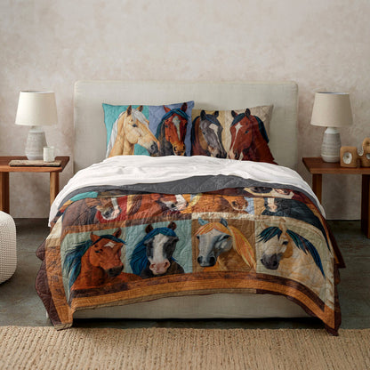 Ceeprints Quilt 3-Piece Set Lady Horses
