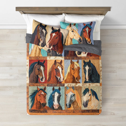 Ceeprints Quilt 3-Piece Set Lady Horses