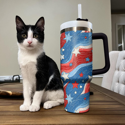 Ceeprints Tumbler Glitter Wave USA