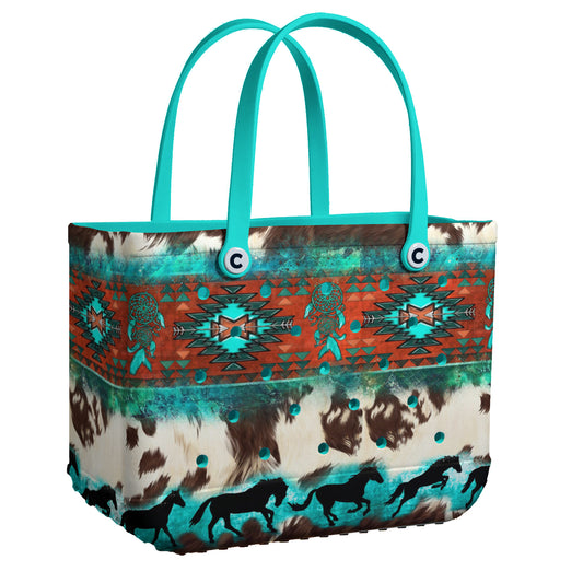 Ceeprints Cee™ Bag Aztec Turquoise And Cowhide