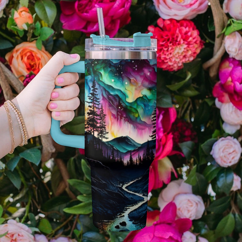 Ceeprints Tumbler Alcohol Ink Northern Lights