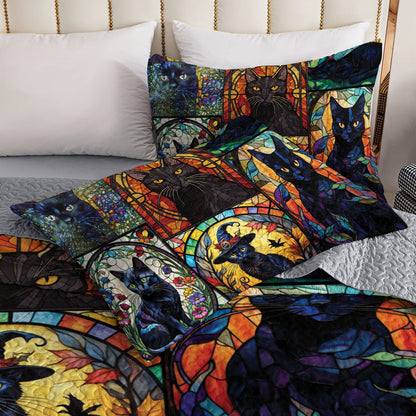 Ceeprints All Season Quilt 3-Piece Set Mysterious Black Cat