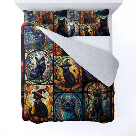 Ceeprints All Season Quilt 3-Piece Set Mysterious Black Cat